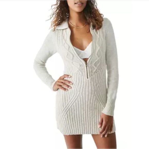 SALE‼️NWT Free People Mont Blanc Knit Zip Up Mini Dress Siz S - Picture 1 of 2